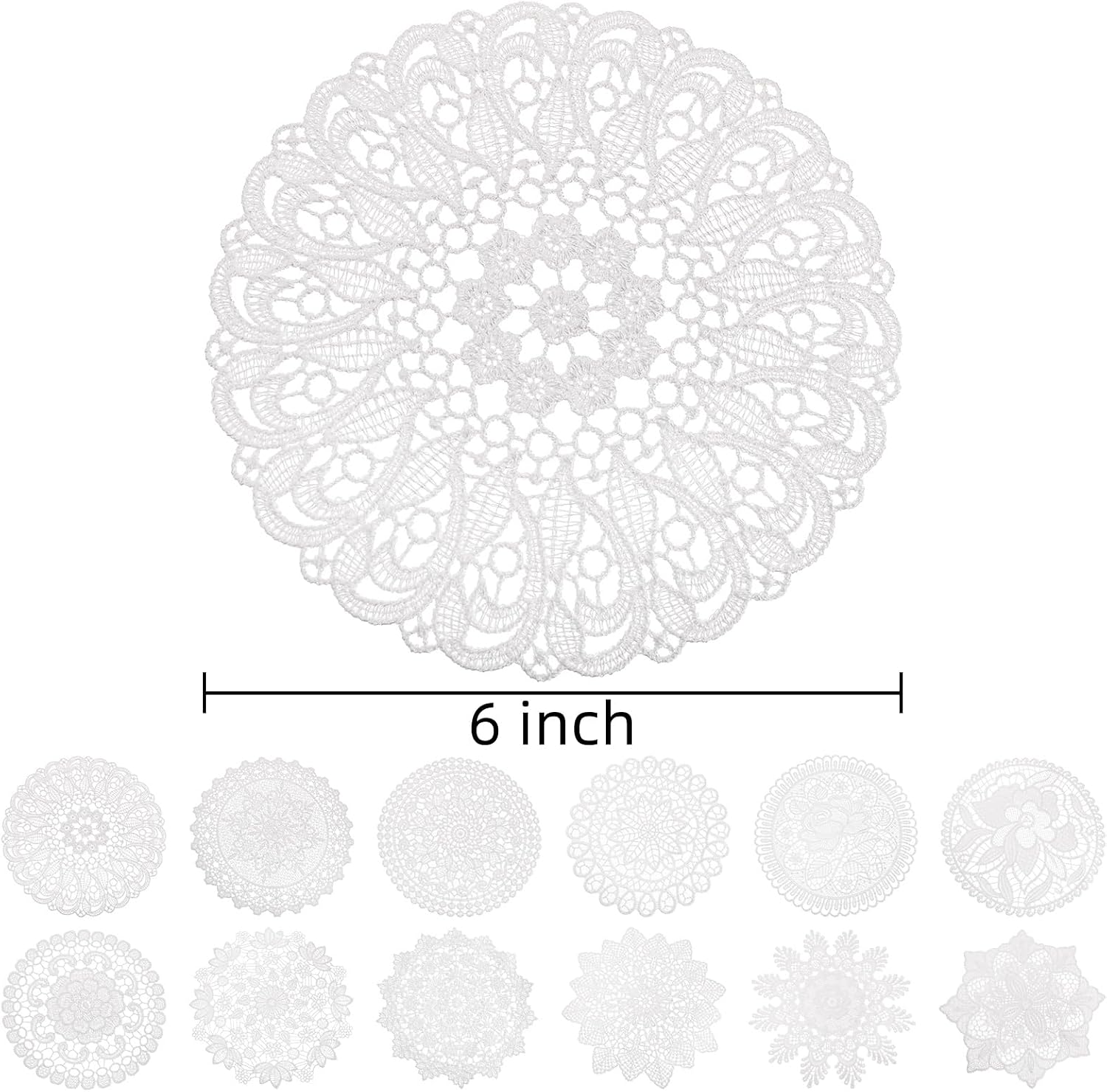 24 Pack Lace Doilies Crochet, 6 Inch Round Fabric Placemats, Handmade Cotton Lace Coasters, Vintage Table Doilies Decors for Kitchen, Dining Room, Living Room, Bedroom