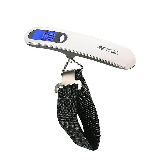 Ant Esports AELS020 Portable Digital Luggage Scale, 50Kgs Hanging Baggage Scale with Backlit LCD Display, Portable Suitcase Weighing Scale, Travel Luggage Weight Scale with Strong Straps for Travelers