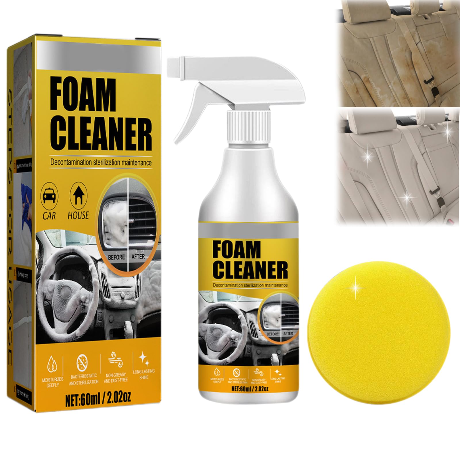 Pnedeodm Car Interior Foam Refinisher Cleaner, All Around Master Foam Cleaner, Multifunctional Car Foam Cleaner, Foam Cleaner All Purpose, Foam Cleaner for Car (1Pc)