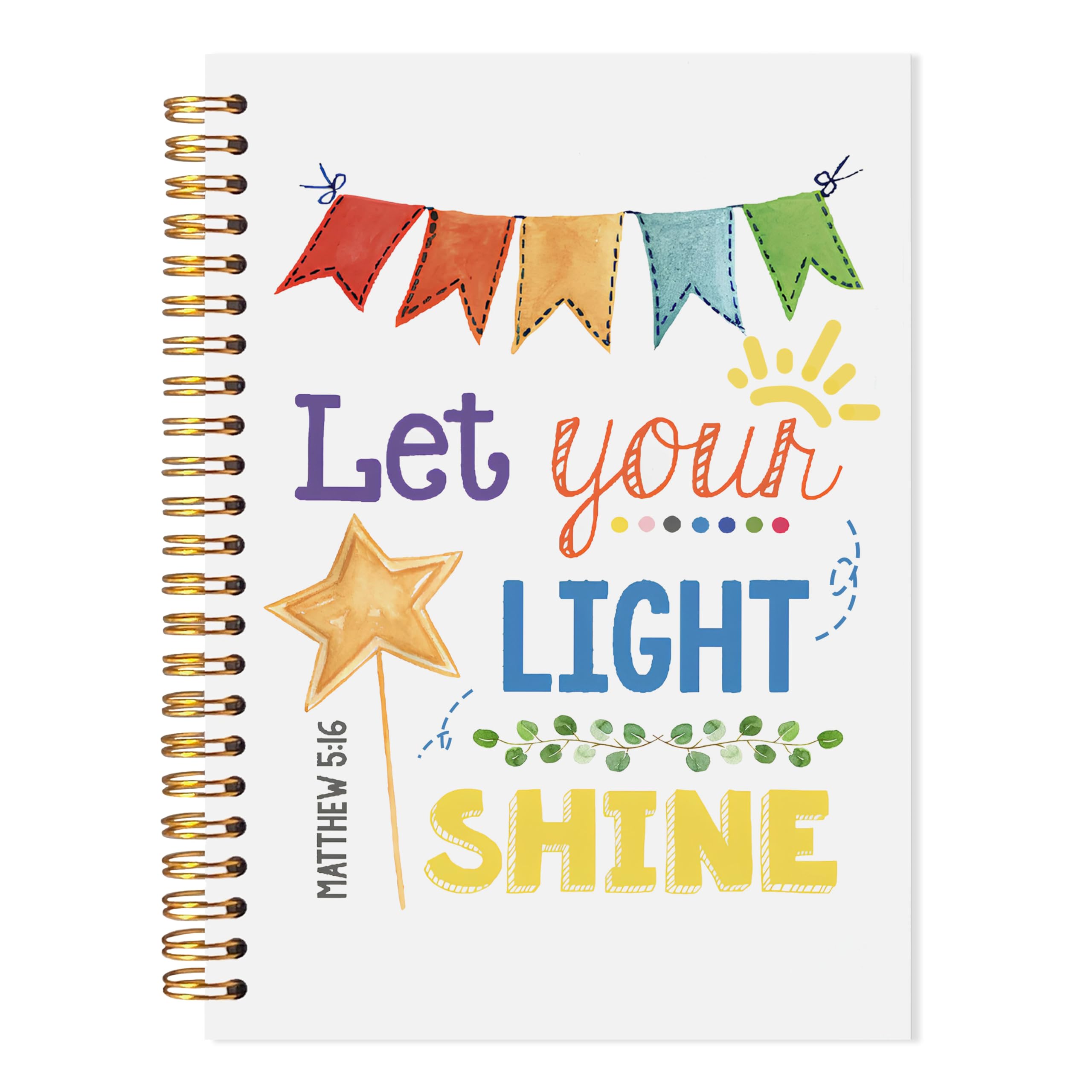 Inspirujący notatnik chrześcijański, prezenty chrześcijańskie dla dzieci, dziennik afirmacyjny dla dzieci, Let Your Light Shine, motywacyjny notatnik spiralny do szkoły niedzielnej, materiały
