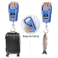 Vista 28 de SKEAP Báscula de pesca digital para colgar, báscula de equipaje de 110 libras, mango grande mejorado y pantalla LCD retroiluminada, balanza Naranja
