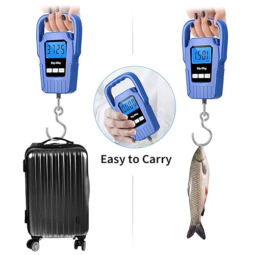 Miniatura 6 de SKEAP - Balanza digital para pesca, balanza colgante, balanza de pesca, capacidad de 110 libras/50 kg, balanza para equipaje, mango grande