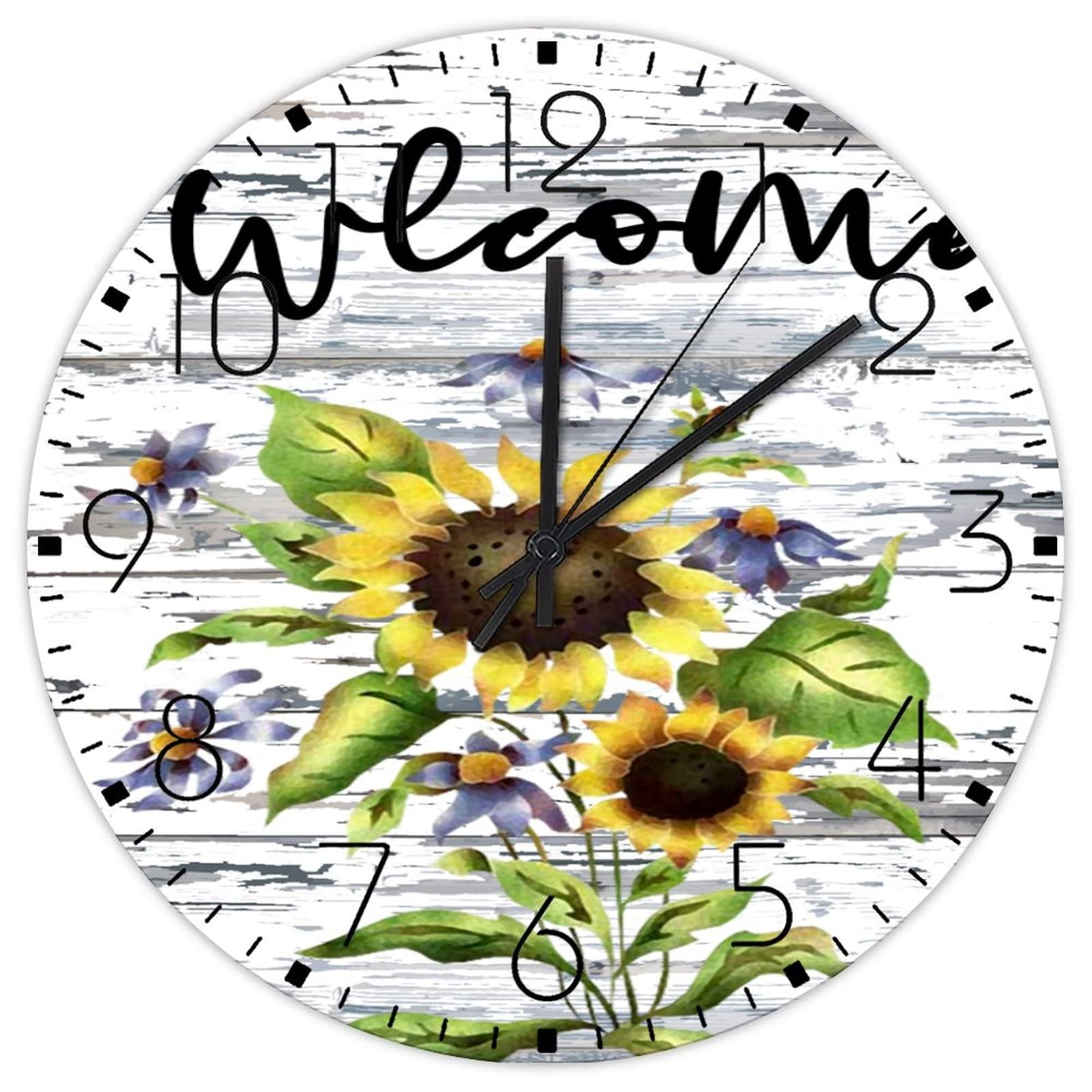 Horloge murale silencieuse 38 cm tournesol pour école et café
