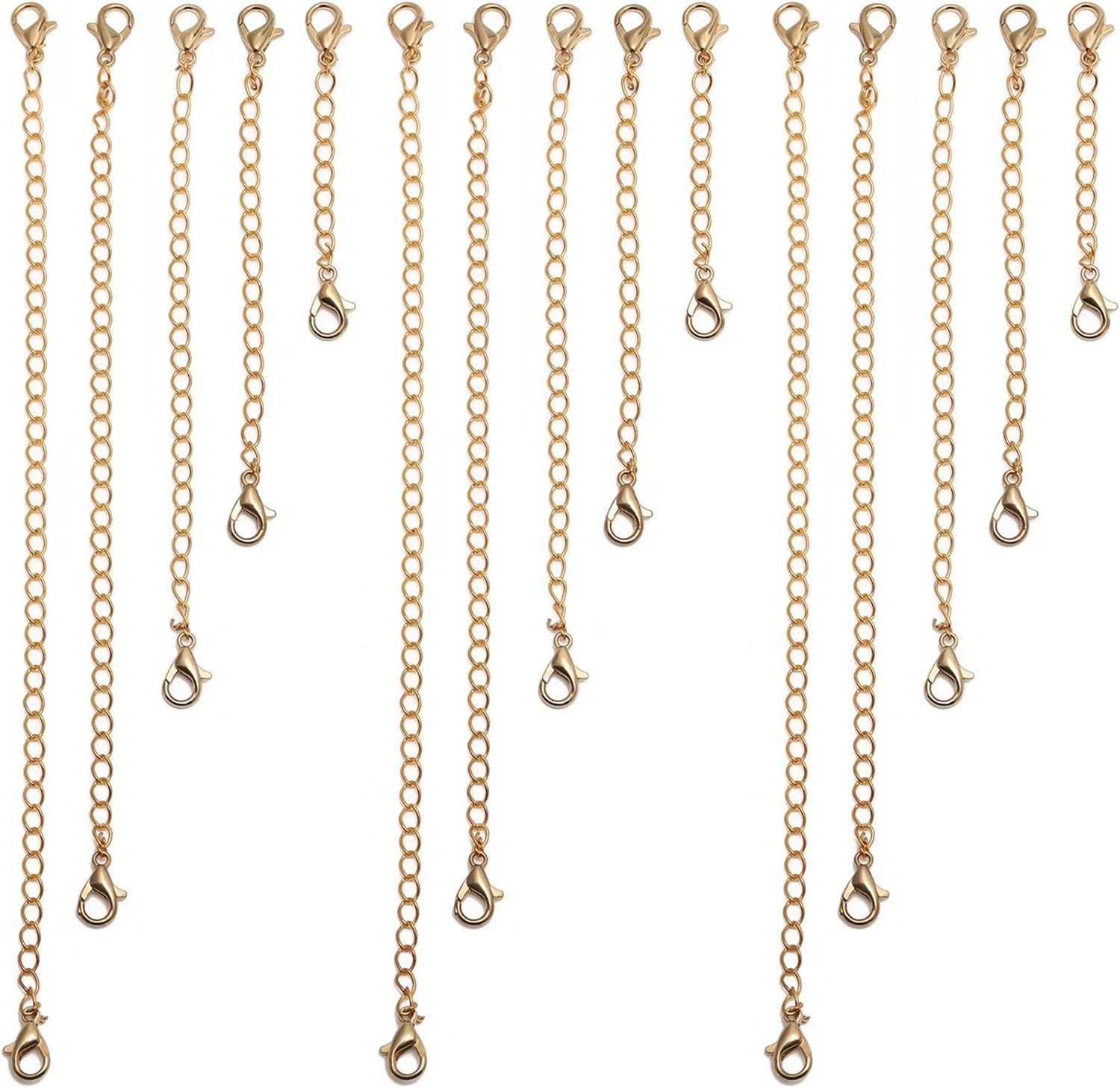 Jewelry Extenders 100pcs Metal Extension Tail Chains Lobster Clasps Connectors for Bracelets Necklaces(13cm)