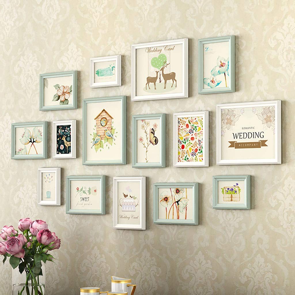 Cadres photo en bois massif WJNY : lot de 15 cadres de collection muraux
