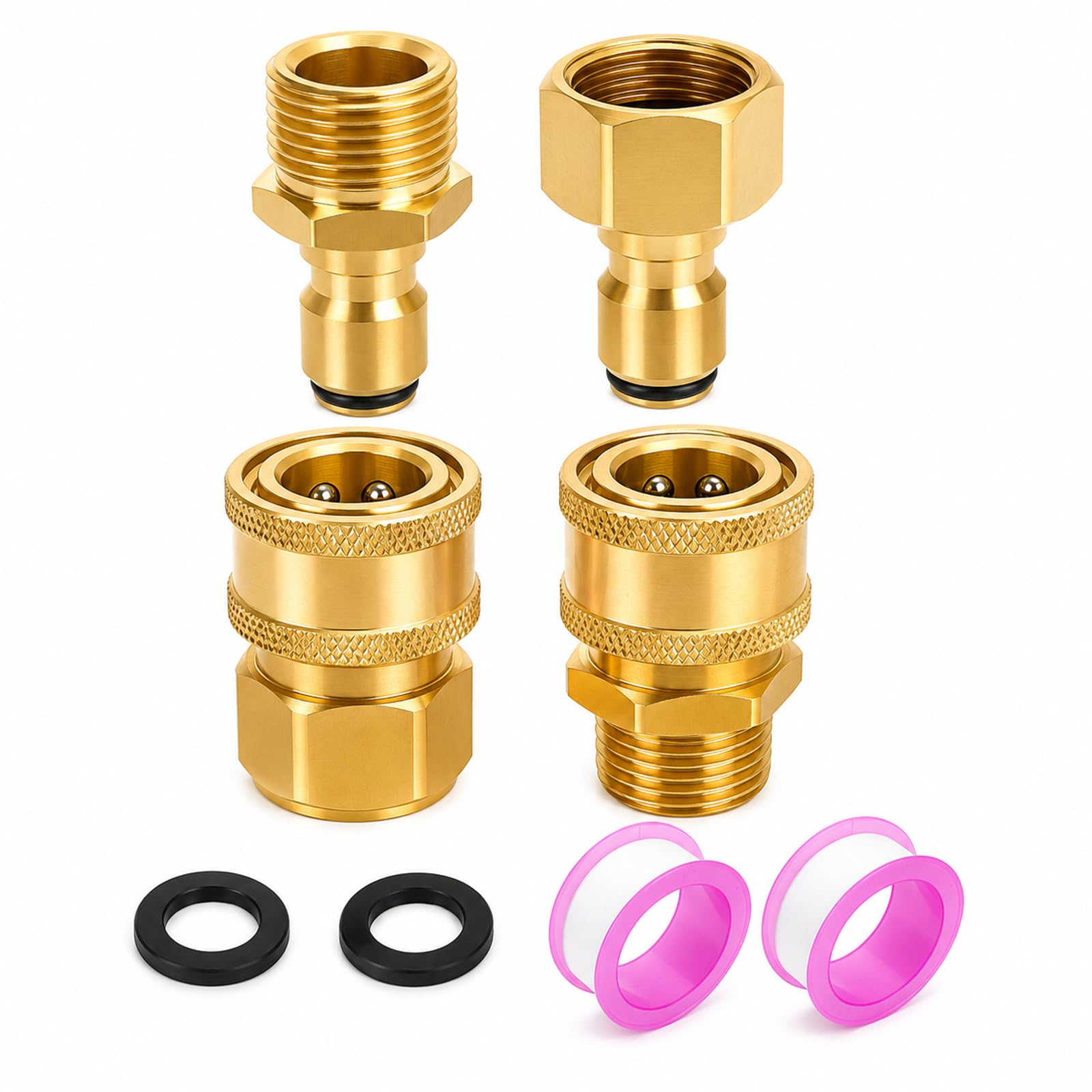 4 Pack Pressure Washer Adapter M22-14mm to 1/4 Quick Connect Fittings