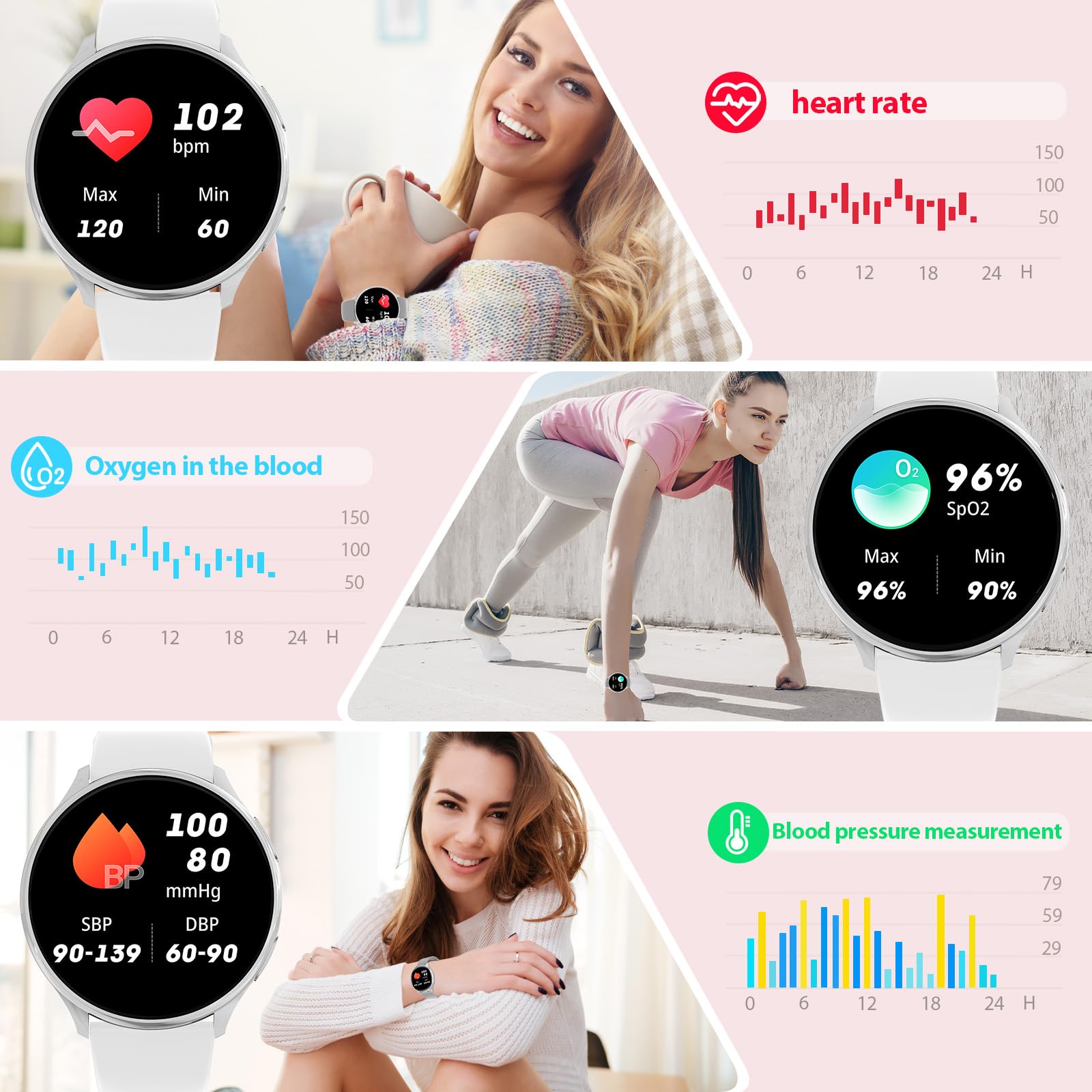 QEYUMYEU 2025 Smartwatch Donna con ET/HRV/SIRI - 1.39" TFT Orologio con Chiamate, 24H Sonno Cardiofrequenzimetro, SpO2, Ciclo Mestruale, IP68, Monitoraggio Fitness, per Android & iOS (Schwarz silber)