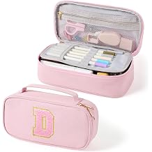 YOOLIFE Pencil Case for Girls, Cute Pencil Pouch Pen Case, Large Capacity Aesthetic School Supplies for Teen Girls, D Pink