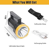 Vista 7 de Linterna LED recargable con pantalla de alimentación, 4 modos de luz, antorcha de mano de alto lúmenes, doble interruptor, linterna portátil