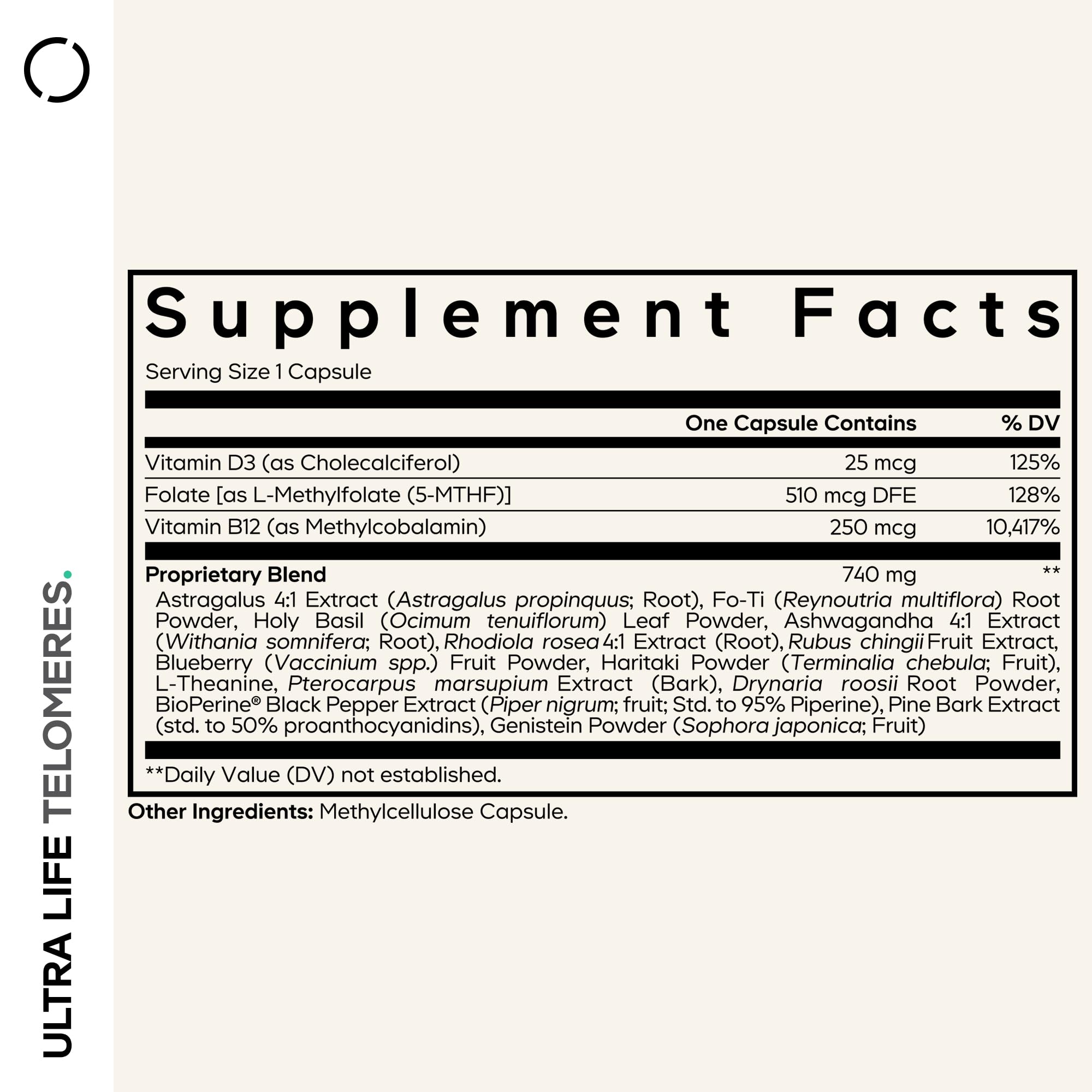 Codeage Ultra Life Telomeres, 5-MTHF, Methylcobalamin, Ashwagandha, 90 Cap — Amazon image 2