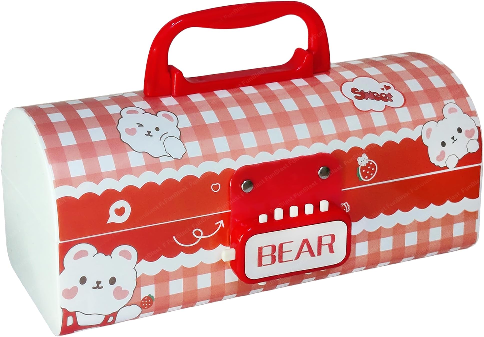 FunBlast Kids Pen & Pencil Box – Suitcase Style Password Lock Pencil Case, Multi-Layer Pencil Box for Kids, Boys, Girls, Stationary Organizer Case for Kids, Return Gift for Kid (Bear)
