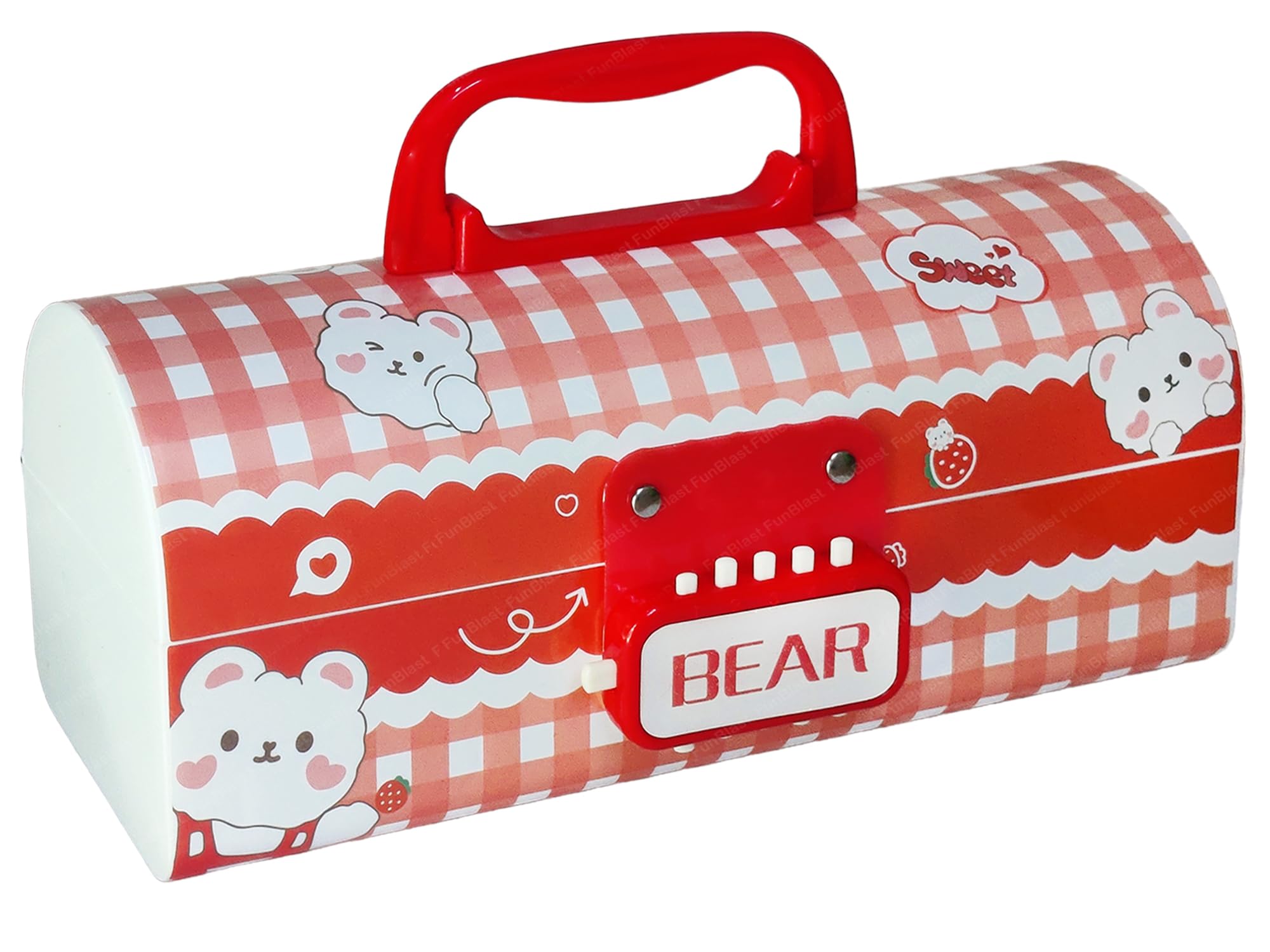 FunBlast Kids Pen & Pencil Box – Suitcase Style Password Lock Pencil Case, Multi-Layer Pencil Box for Kids, Boys, Girls, Stationary Organizer Case for Kids, Return Gift for Kid (Bear)