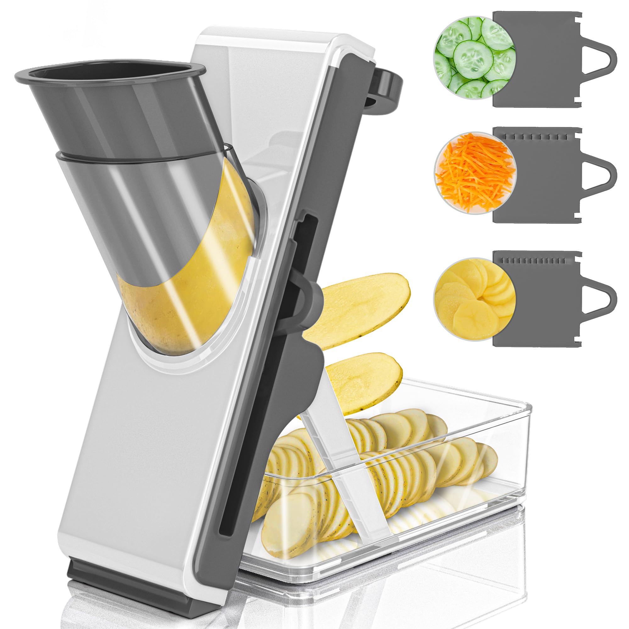 Mandoline Slicer for Kitchen, Mandoline Slicer Safe Multifunctional Dicer Adjustable Commercial Slicer Machine Stainless Steel Chopper