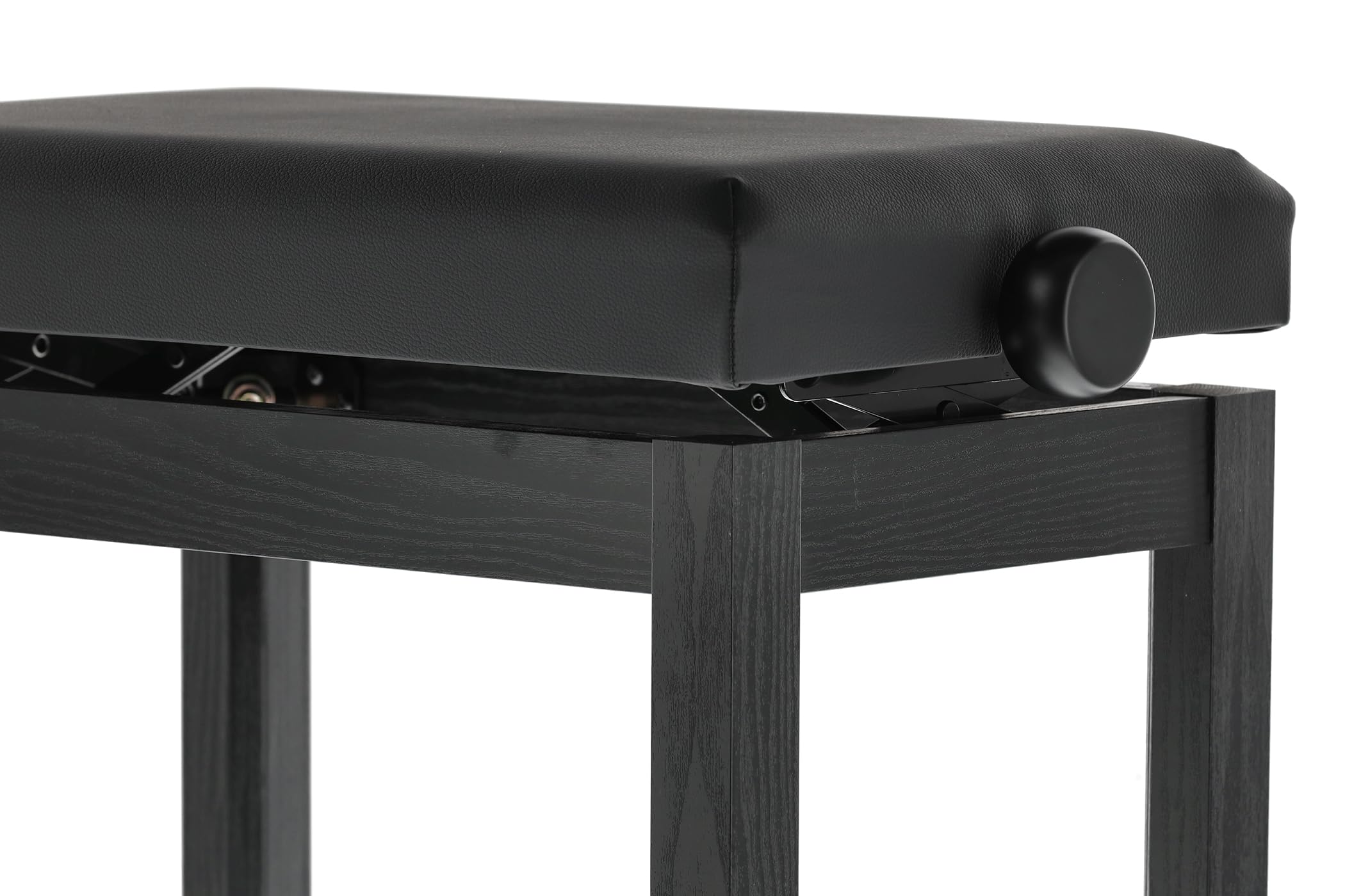 GEWA Panchina per pianoforte Student - Legno massello - Rivestimento in similpelle - Regolazione dell'altezza scorrevole 48-57 cm - Costruzione stabile - nero opaco