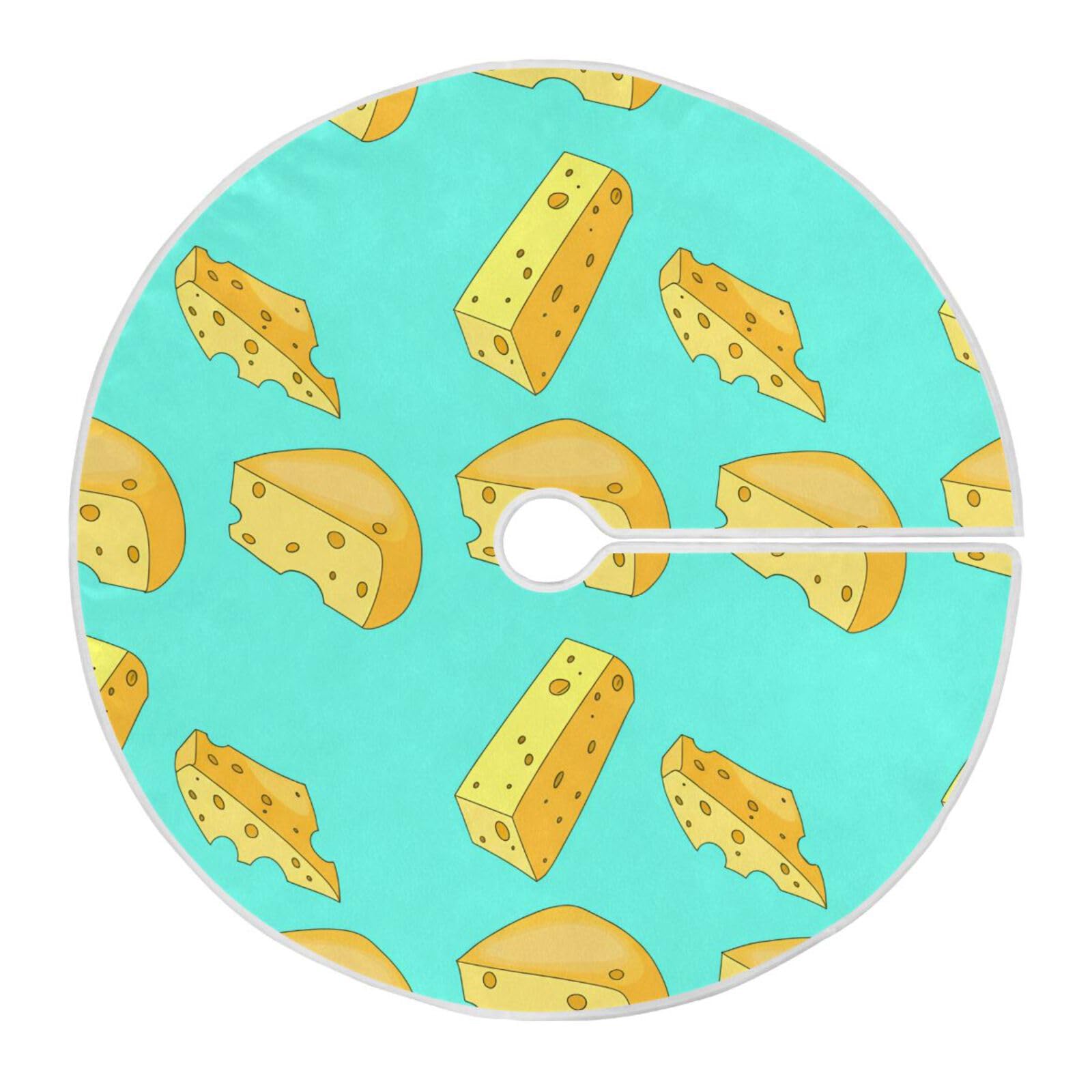 YETTASBIN Cheese Tree Skirt 47.2 lnch, Large Round Xmas Tree Skirt Soft and Funny Lace-up Indoor Outdoor Christams Ornaments for Holiday Party Home Office Decor