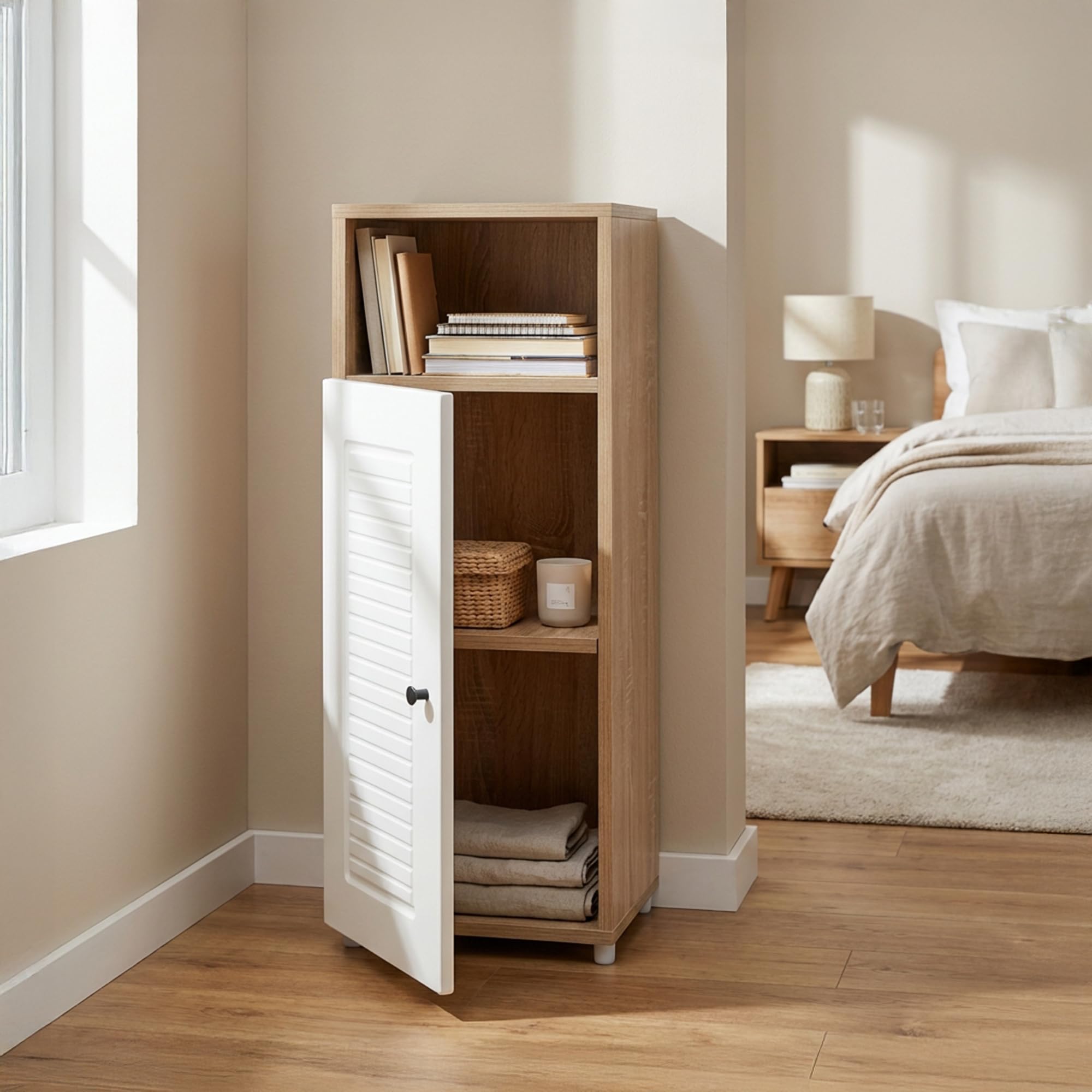Rocco Lofty Cabinet for Living Room, Dining Room, Bedroom, Bathroom or Office (Stripes, Medium Size)-image-5