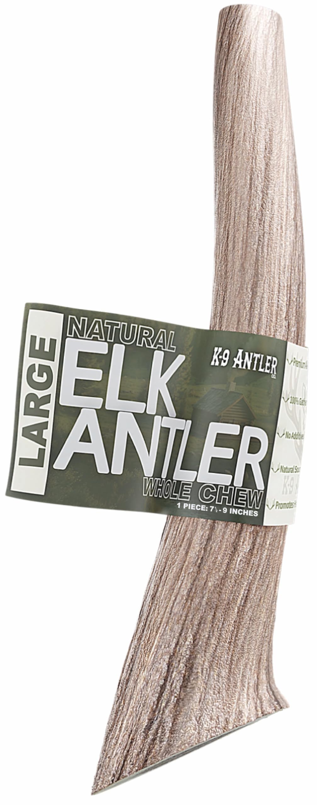 K-9 Antler Co. Elk Antlers for Dogs – Large Whole (7.5-9 Inch), Durable Chew for Aggressive Chewers, USA Sourced, Naturally Shed & Ethically Harvested