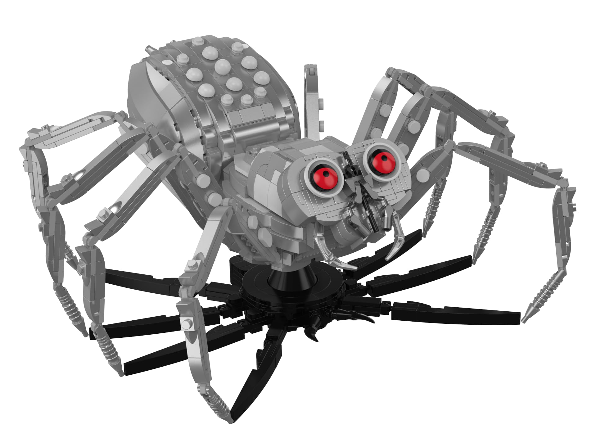 BlueBrixx Trzy, srebrny pająk, 1346 klocków zaciskowych, model 3D