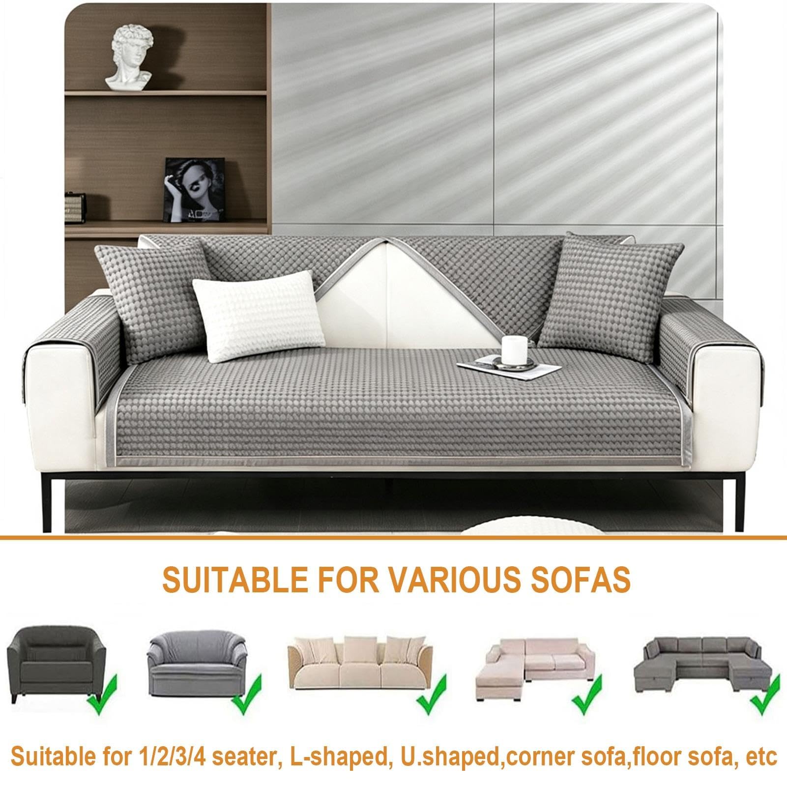 Sofa Cover, Housse de Canapé D'angle, Protection Canape Chat Anti Griffe,housse canape D'angles 4/3/2/1 Places,Protecteur de Meubles pour Canapés d'angle et Canapé Modulable(Blue,110*180cm)