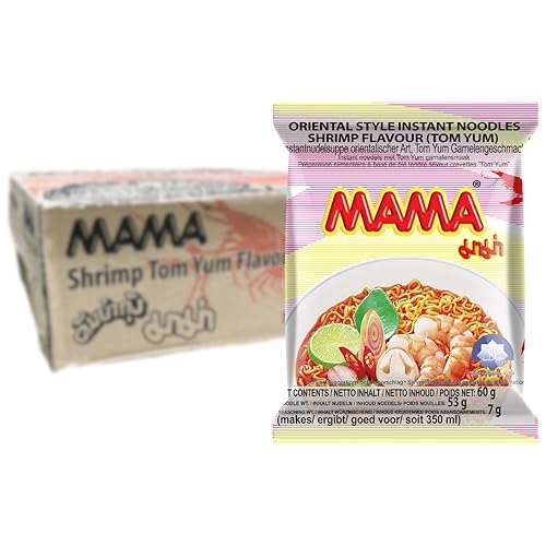 Mama Tom Yum Shrimp Instant Noodles, 60 g, Pack of 30
