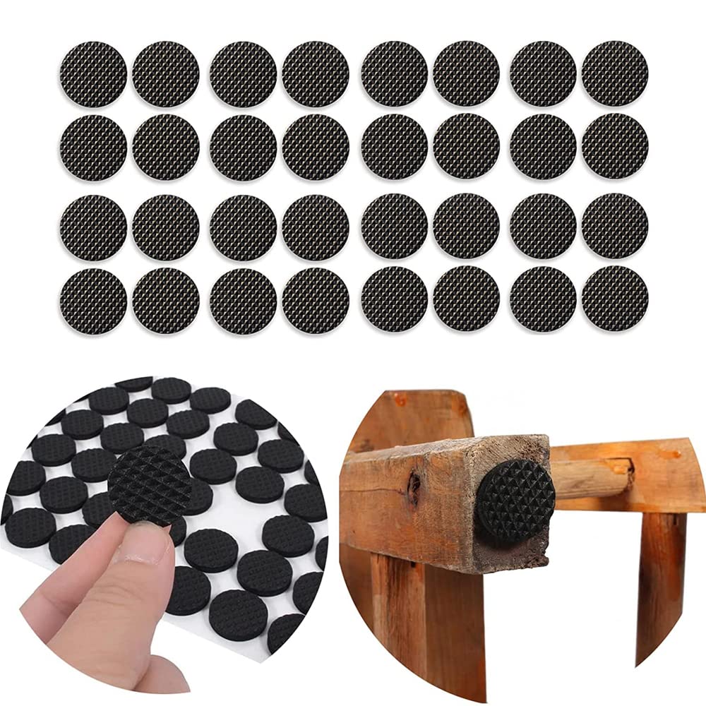 SpiderJuice 32Pc 18mm Self Adhesive Black Round Soft EVA Like Rubber Furniture Protection Non Slip Anti Skid Scratch Proof Buffer Bumper Floor Noise Insulation Bush Leg Pads Guards