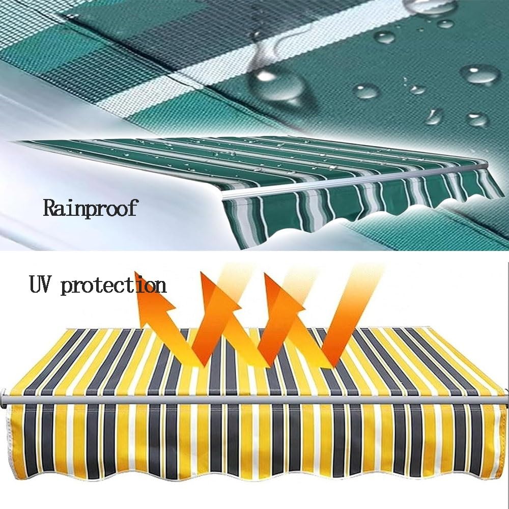 Tissu De Rechange pour Store Banne 2m 2.5m 3.0m 3.5m 4.0m 4.5m 5m 6m Générique Toile De Remplacement pour Abri Pare-Soleil(Green,3.5x2.5m/12x8ft)