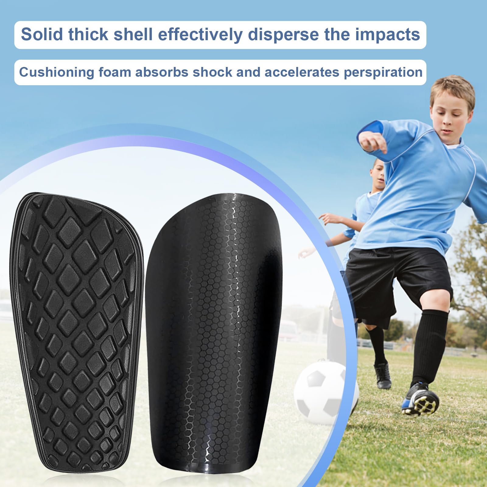Parastinchi da calcio sportivo, elastico, a compressione, con