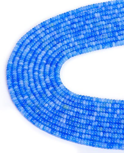 Miniatura 2 de Cuentas Rondelle de piedra natural de 0.157 pulgadas para hacer joyas, cuentas sueltas para hacer pulseras, collares, joyas, mezcla de azul