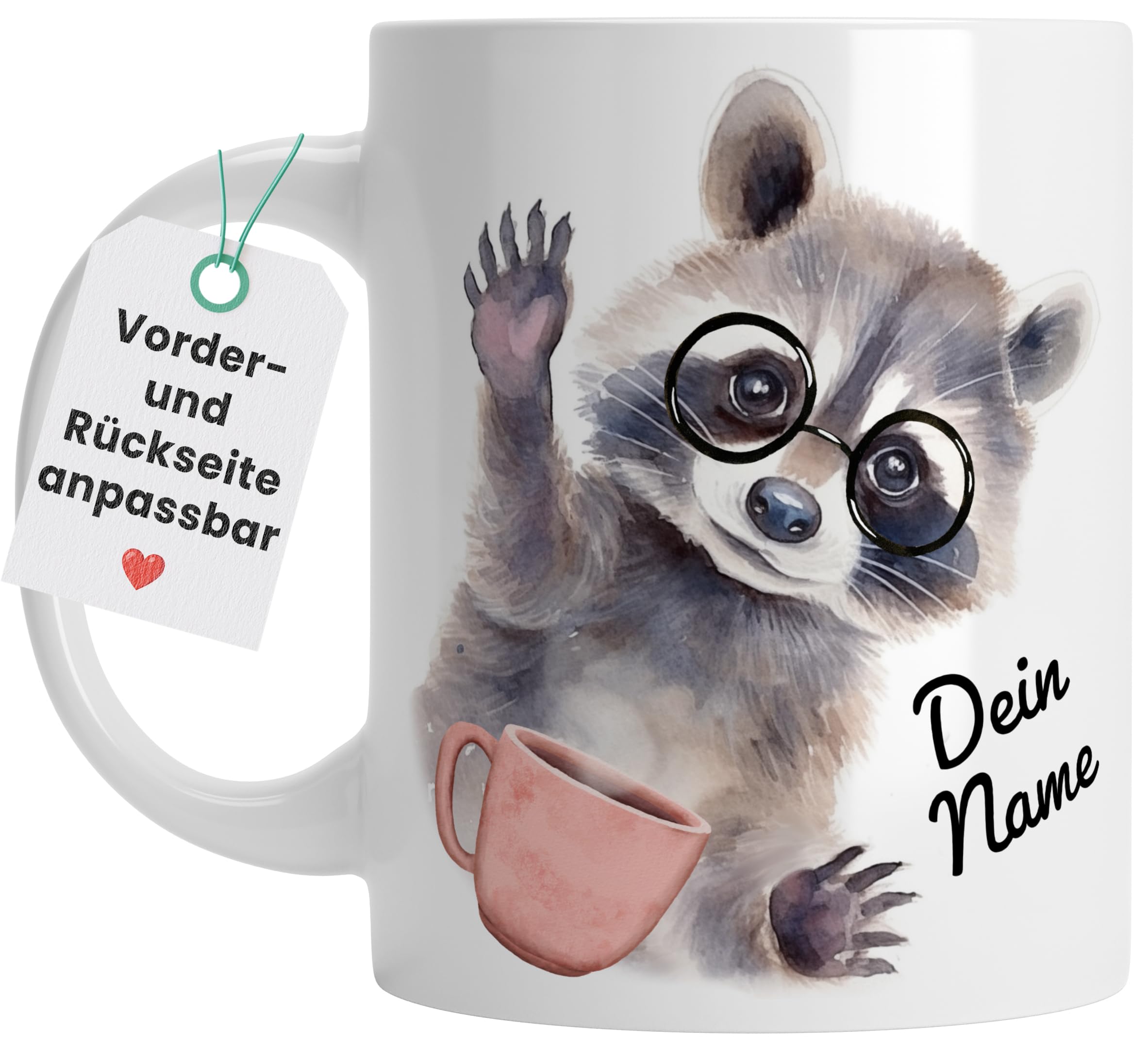 Luxshiny Waschbär Tasse Aus Keramik – Handgefertigt, Spülmaschinen- & Mikrowellengeeignet – Süßes Geschenk