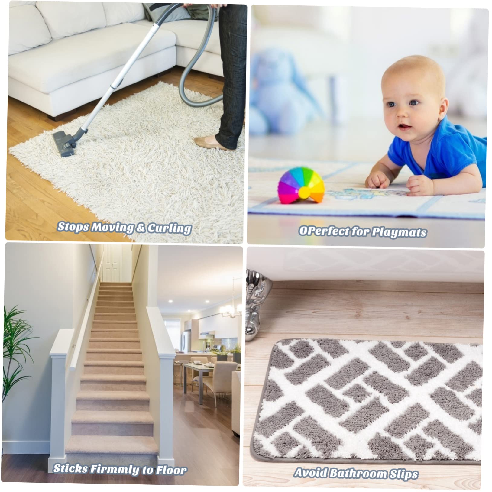 Amosfun 20pièces Grippers Antidérapants Autocollants pour Tapis Stoppe Glissement Et Curling pour Tapis Intérieurs Et Extérieurs