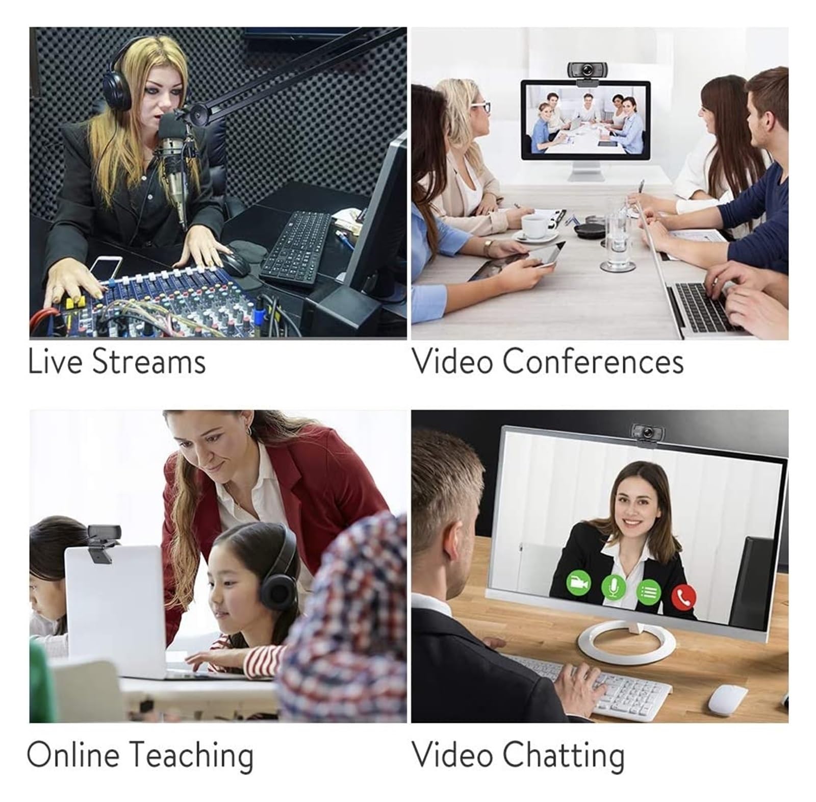 Webcam USB 1080P HD 60FPS Grandangolo 120° con microfono for lo streaming di giochi Conferenze PC for conferenze, streaming live, registrazione