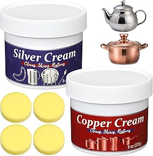 4 Pack Silver and Copper Cream Cleaner and Polish Cream 8 Ounce Each Metal