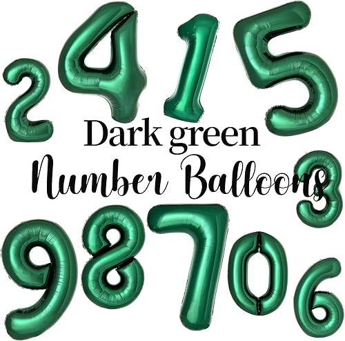 Miniatura 3 de Globos de color verde oscuro número 1, globos grandes de número verde esmeralda de 40 pulgadas, suministros de fiesta de cumpleaños, decoraciones de