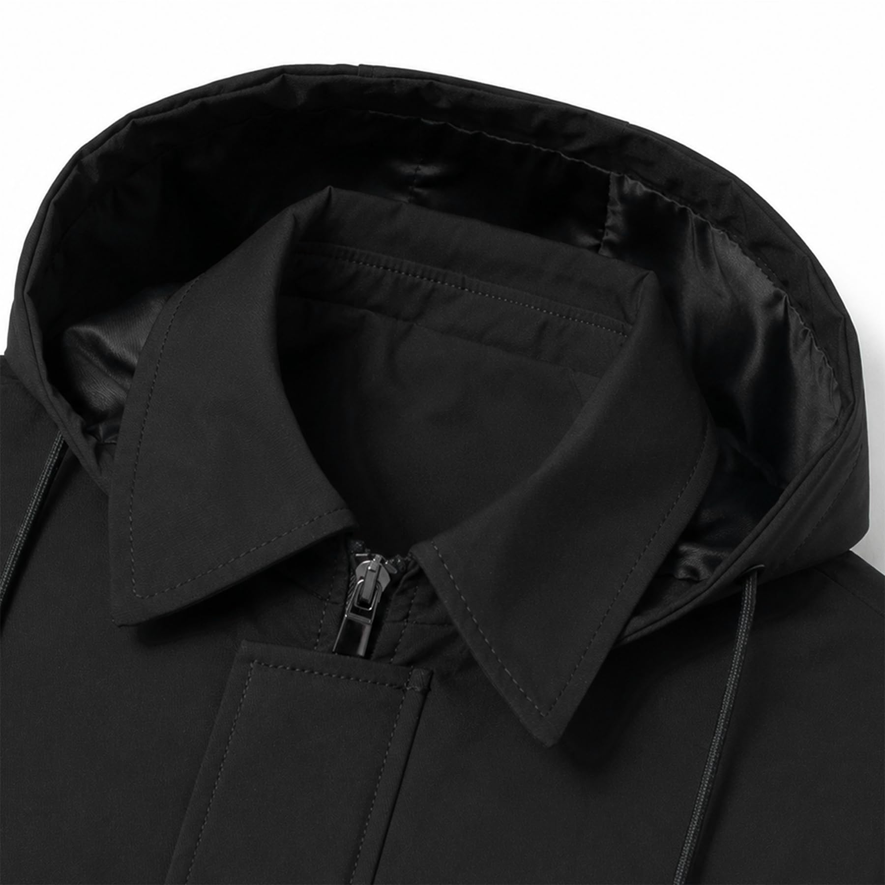 Allthemen Herren Trenchcoat mit Kapuze Übergangsjacke Winddicht Mantel Herbst Fruhling Jacke Business Casual