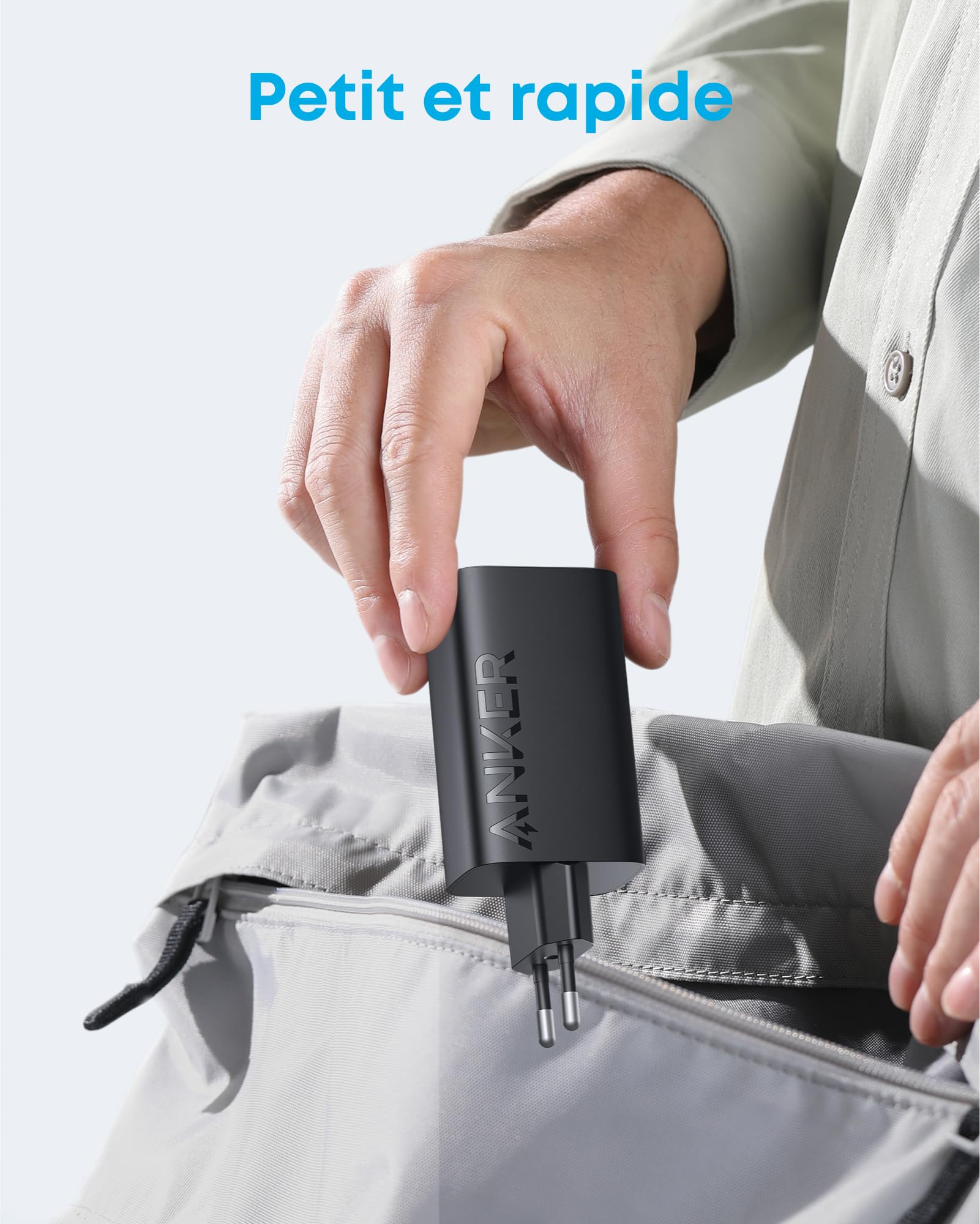 Anker 335 Chargeur USB C 67 W, Bloc d'alimentation Haute Performance avec PIQ 3.0, Chargeur Rapide 3 Ports, PD pour iPhone 16/15/14, MacBook Pro, iPad, Galaxy, Pixel et Autres (câble USB C)