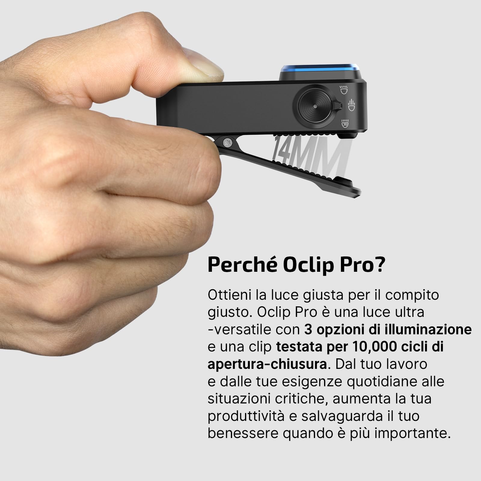 OLIGHT Oclip Pro Luce di Emergenza a Clip Mini Torcia 500LM IPX6 Compatto e Leggero Tre Sorgenti Luminose per l'Illuminazione Quotidiana e le Luci di Segnalazione di Sicurezza (Nero)