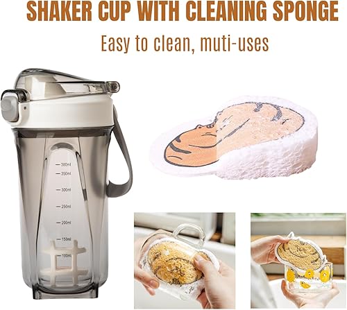 Miniatura 2 de THVALUE Tazas de la coctelera de 18 onzas para la coctelera de la botella del gimnasio de los batidos de la proteína con las esponjas comprimidas de