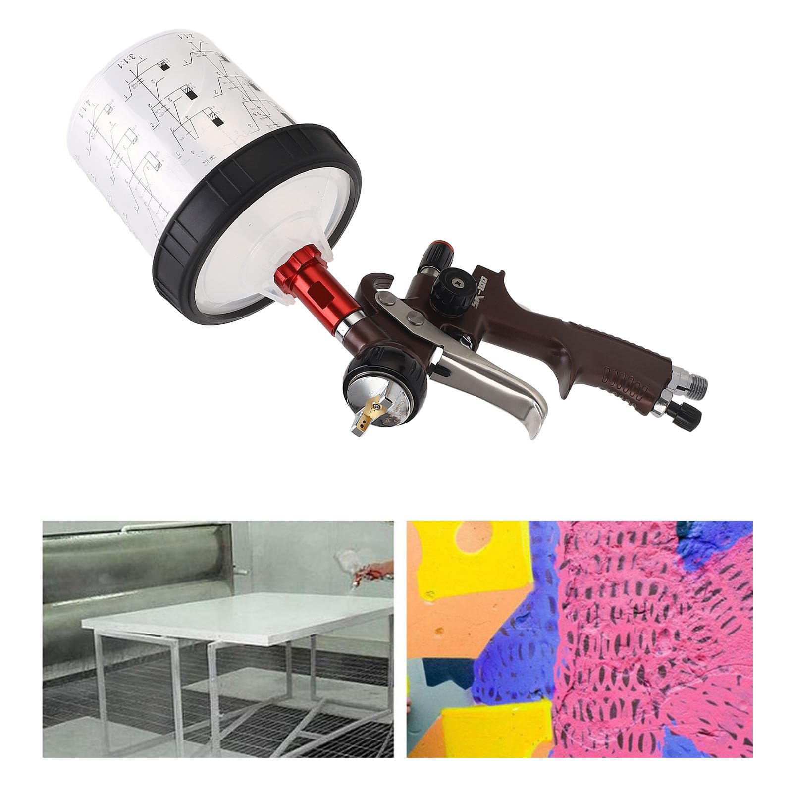 Pistola per Verniciatura, Pistola a Spruzzo Ad Aria con Finitura Uniforme Professionale Kit Premium Resistente all'usura in Alluminio Forgiato in un Unico Pezzo per Auto