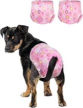 Pet Soft Dog Diapers Female, Disposable Female Dog Diaper, Doggie Diapers for Cat Puppy with Adjustable Foam Tail Hole(Pink,12S)