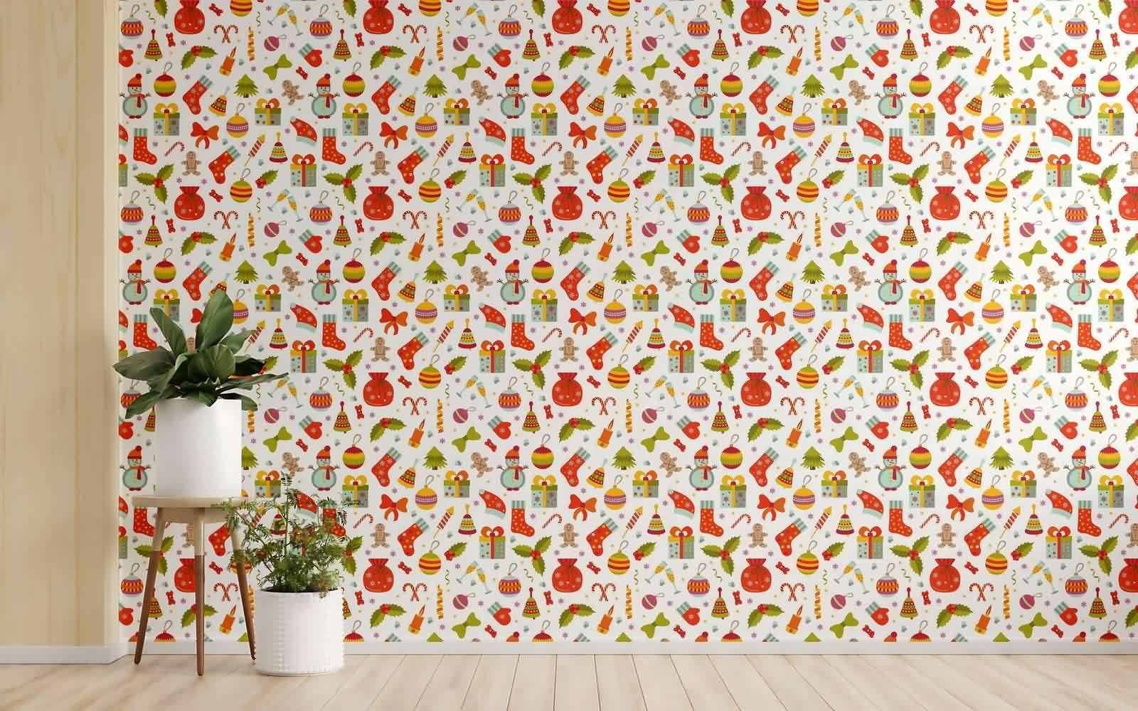 Papel pintado para baño, forro para cajones de cocina, Navidad