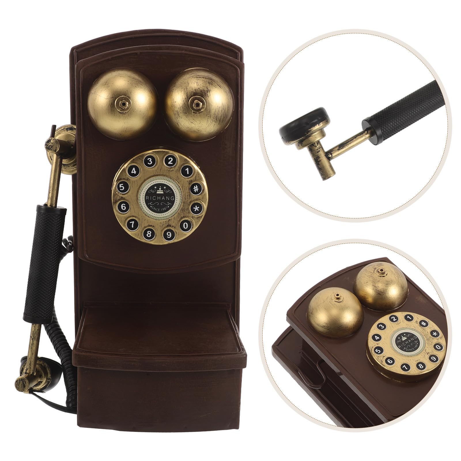 ABOOFAN Telefono Fisso Vintage da Parete in Ferro Design retrò, Riproduzione Telefonica Antica Salvaspazio e Installazione Semplice per Casa e Feste a Tema