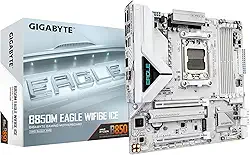 GIGABYTE Placa-mãe B850M Eagle WIFI6E ICE AMD AM5, M-ATX, DDR5, 2X M.2, PCIe 5.0, USB-C, USB 3.2 Gen 2, WIFI6E, LAN 2.5GbE, EZ-Latch, Wi-Fi EZ-Plug