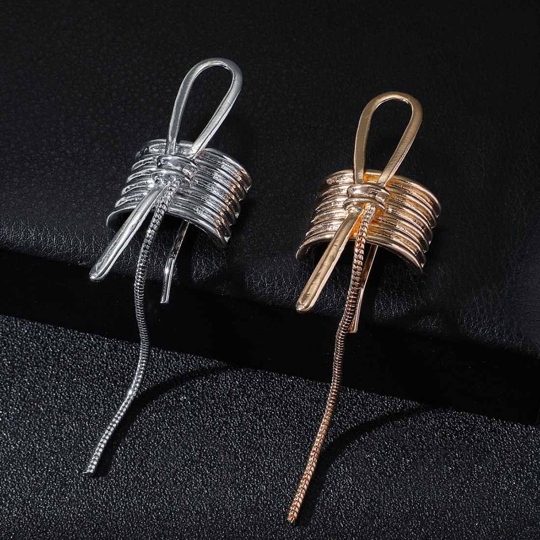 Cubahop Metal Irregular Bow Ponytail Holder Hair Cuffs with Decorative Rings Metal Ponytail Holder Hair Clips for Long Hair Hair Accessories for Women (Golden) - Image 4