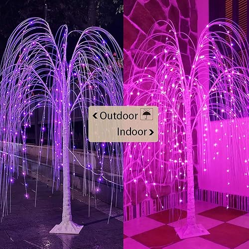 Miniatura 3 de Pooqla Árbol de sauce iluminado que cambia de color, luces LED RGB con control remoto para interiores y exteriores, Acción de Gracias, Navidad,