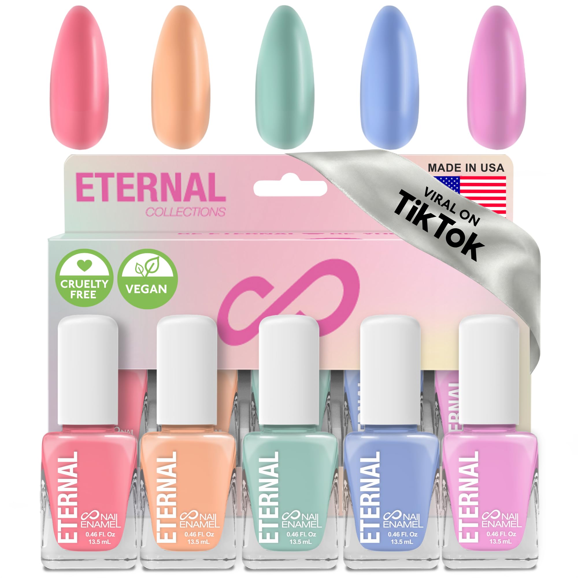 Pastel Nail Polish Sets for Women (CANDY PASTELS) - Pastel Nail Polish Set for Girls - Long Lasting & Quick Dry Nail Polish Set for Home DIY Manicure Pedicure - Made in USA, 13.5mL (Set of 5)