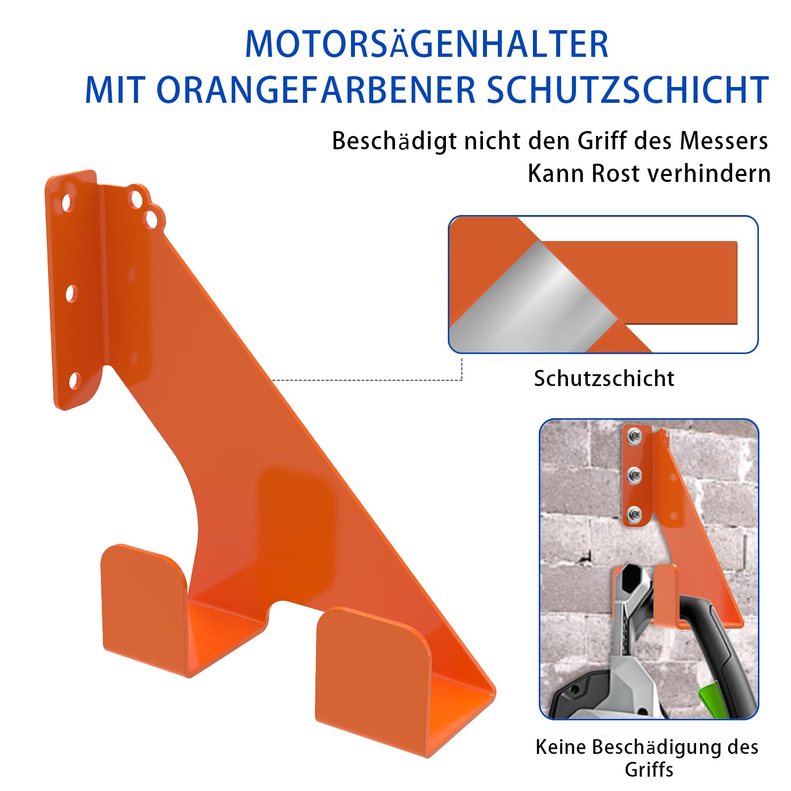 2 Stück Wandmontiert MotorsäGenhalter Passend für Stihl,Husqvarna,Echo KettensäGe ZubehöR 150Lbs Belastbar,Forst ZubehöR,SchüTzt Vor Rost Und Spart Platz In Garagen Und WerkstäTten
