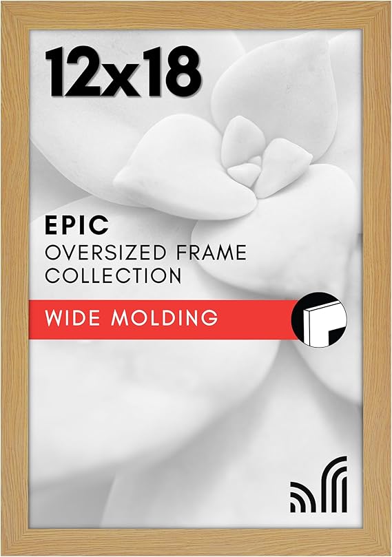 Americanflat 12x18 Poster Frame with Polished Plexiglass - Wide Picture Frames Made of Engineered Wood for Vertical or Horizontal Wall Display - Epic Collection - Dark Oak