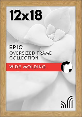 Americanflat 12x18 Poster Frame with Polished Plexiglass - Wide Picture Frames Made of Engineered Wood for Vertical or Horizontal Wall Display - Epic Collection - Dark Oak