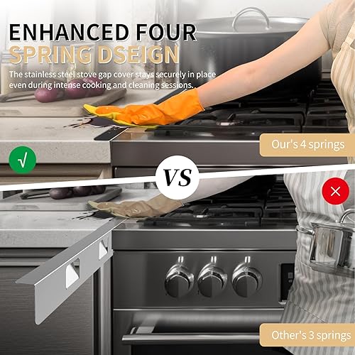 Miniatura 9 de MOFINO Protector para estufas, de acero inoxidable 316, 2 unidades, 23.2 pulgadas, para horno, encimera, lavavajillas, secadora, resistente al