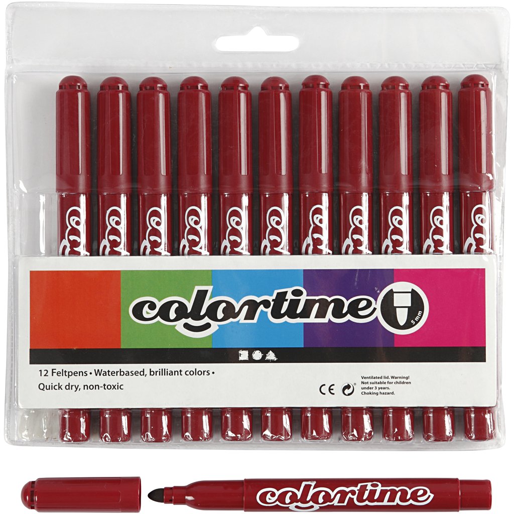Colortime Marker, 5 mm Strichbreite, Weinrot, 12 Stück